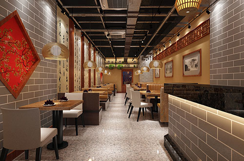 榆林传统中式餐厅餐馆装修设计效果图