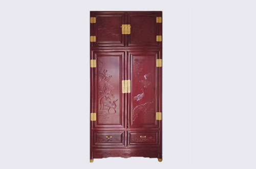 榆林高端中式家居装修深红色纯实木衣柜