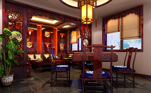 榆林古典中式风格茶楼包间设计装修效果图
