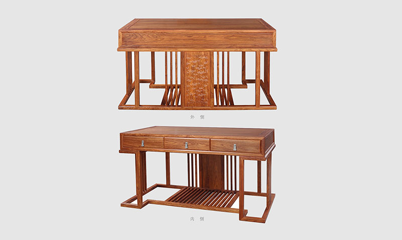 榆林 别墅中式家居书房装修实木书桌效果图